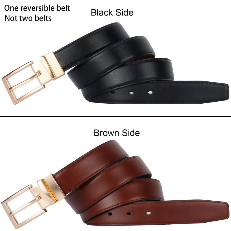 Lavemi Mens Belt Reversible 100% Italian Leather Dress Casual,One Reverse for 2 Colors,Trim to Fit(21863-3 100) - Image 3